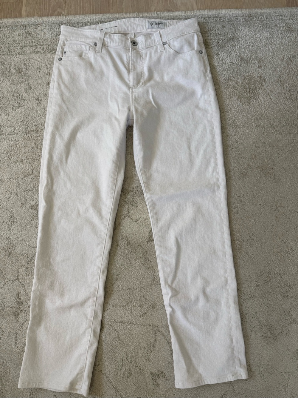 Ag Adriano Goldschmied Mari Crop White Mid-Rise Slim Straight Jeans